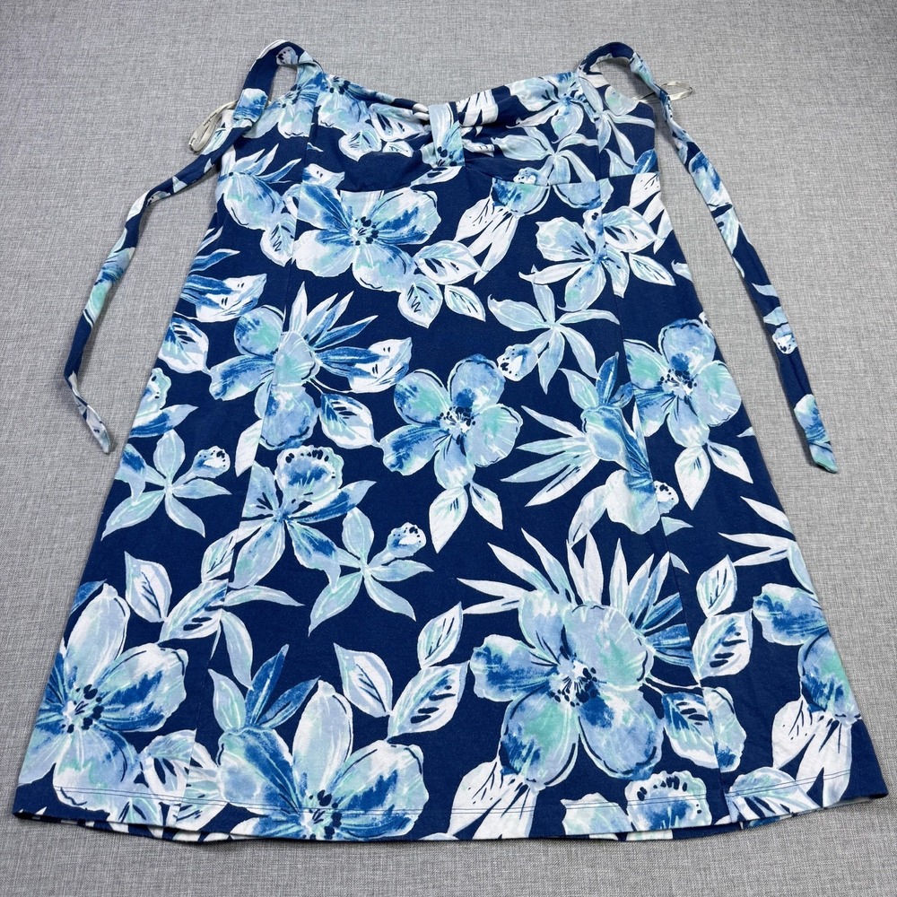 Tommy Bahama Navy Blue & White Floral Strapless Dress